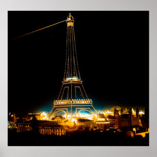 Poster Tour Eiffel illuminée à 1900 Paris Exposition