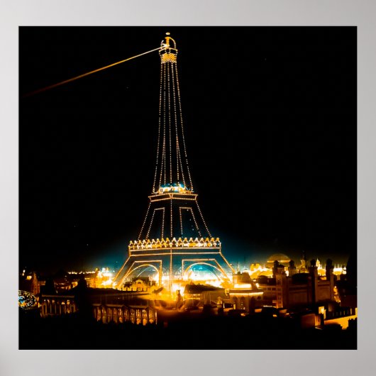 Poster Tour Eiffel illuminée à 1900 Paris Exposition (Devant)