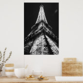 Poster Tour Eiffel Noir Blanc à Paris Nuit (Cuisine)