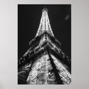Poster Tour Eiffel Noir Blanc à Paris Nuit