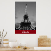 Poster Tour Eiffel Noir & Blanc à Paris Nuit (Cuisine)