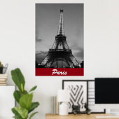 Poster Tour Eiffel Noir & Blanc à Paris Nuit (Bureau à domicile)