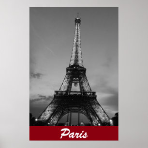 Poster Tour Eiffel Noir & Blanc à Paris Nuit