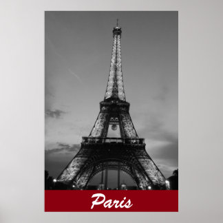 Poster Tour Eiffel Noir & Blanc à Paris Nuit
