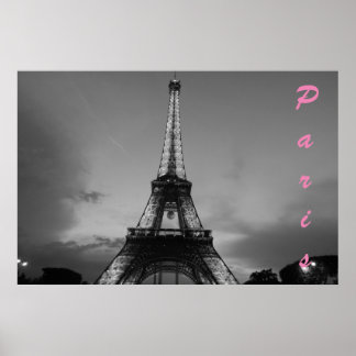 Poster Tour Eiffel Noir & Blanc à Paris Nuit