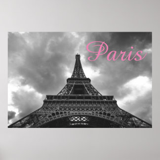 Poster Tour Eiffel Noir Blanc Paris Romantique Ville d'Am