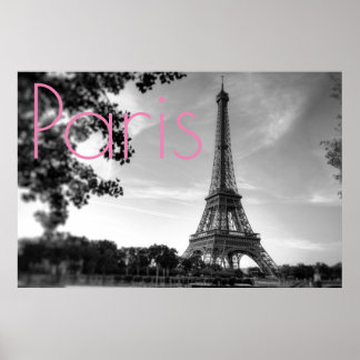 Poster Tour Eiffel Noir Blanc Paris Romantique Ville d'Am