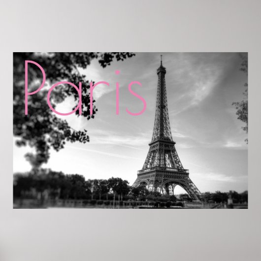 Poster Tour Eiffel Noir Blanc Paris Romantique Ville d'Am (Devant)