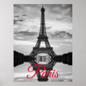 Poster Tour Eiffel Noir Blanc Paris Voyage en Europe (Devant)