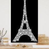 Poster Tour Eiffel Noir Blanc Swarovski Crystals Paris (Cuisine)