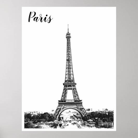 Poster Tour Eiffel noir et blanc (Devant)