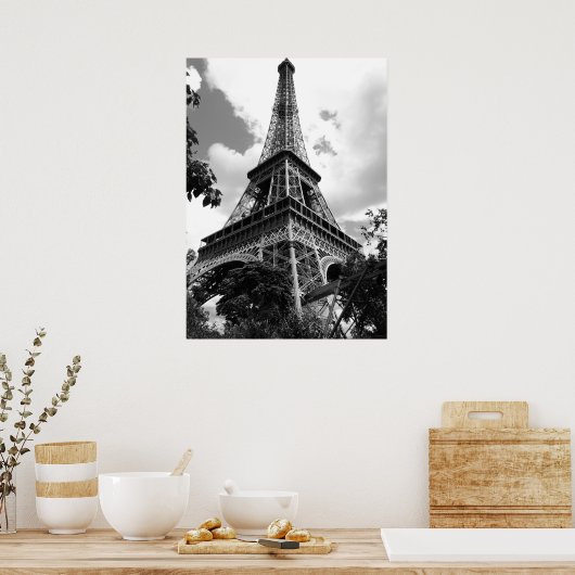 Poster Tour Eiffel noir et blanc à Paris (Cuisine)