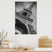 Poster Tour Eiffel noir et blanc vue d'en bas (Cuisine)