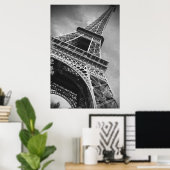 Poster Tour Eiffel noir et blanc vue d'en bas (Bureau à domicile)