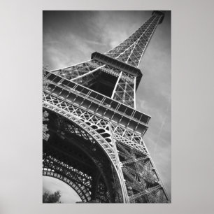 Poster Tour Eiffel noir et blanc vue d'en bas