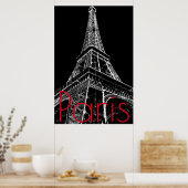 Poster Tour Eiffel noire et blanche à Paris - Œuvre d'art (Cuisine)