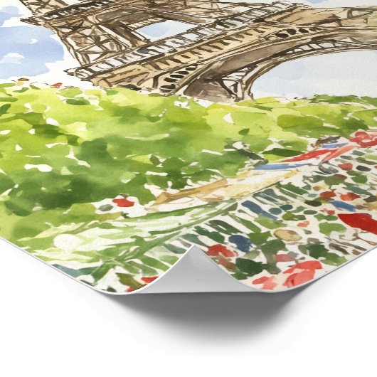 Poster Tour Eiffel Paris Aquarelle Art (Coin)