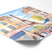 Poster Tour Eiffel Paris France | Aquarelle européenne (Coin)