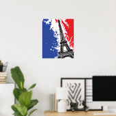 Poster Tour Eiffel | Paris, France | Drapeau Grunge (Bureau à domicile)