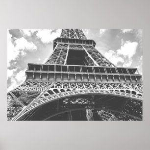 Poster Tour Eiffel, Paris, France en noir et blanc