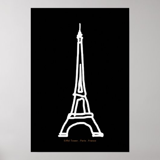Poster Tour Eiffel Paris/France noir blanc (Devant)