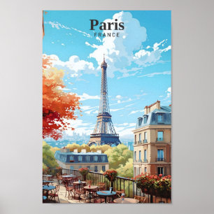 Poster Tour Eiffel Paris France Vintage voyage d'art