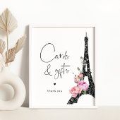 Poster Tour Eiffel paris noir rose Cartes et cadeaux