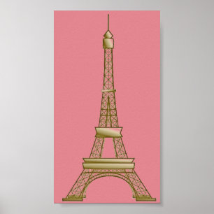 Poster Tour Eiffel Paris Rose & Or