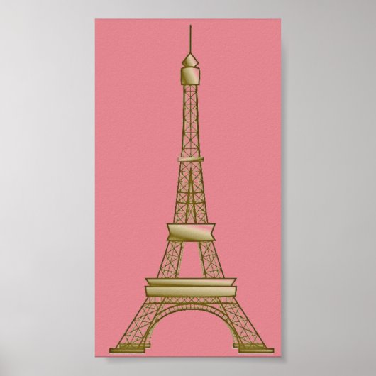 Poster Tour Eiffel Paris Rose & Or (Devant)