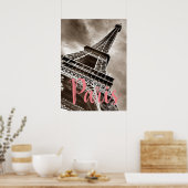 Poster Tour Eiffel Paris Sepia Vintage (Cuisine)