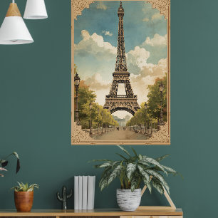 Poster Tour Eiffel Paris Voyage Style Rétro Art Vintage