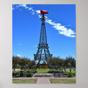 Poster Tour Eiffel portant un chapeau de cowboy rouge, Pa