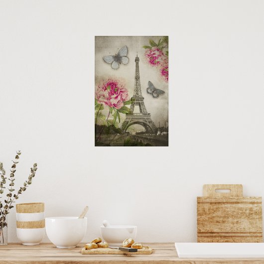 Poster Tour Eiffel vintage Paris (Cuisine)