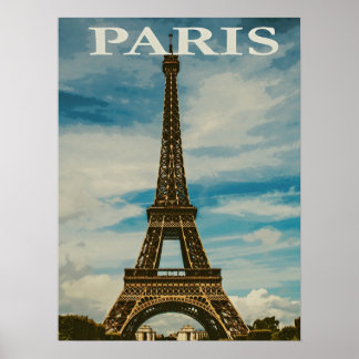 Poster Tour Eiffel vintage Paris Europe