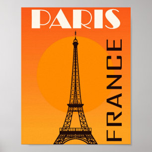 Poster Tour Eiffel vintage Paris Europe Travel