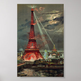 Poster Tour Eiffel vintage Paris France