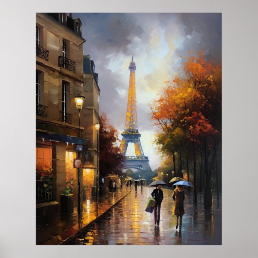 Poster Tour Eiffel vue par un jour d'automne pluvieux à P (Devant)
