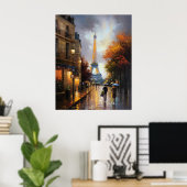 Poster Tour Eiffel vue par un jour d'automne pluvieux à P (Bureau à domicile)