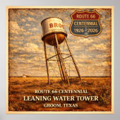 Poster Tour penchée de la Texas Route 66 (Devant)