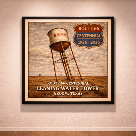 Poster Tour penchée de la Texas Route 66