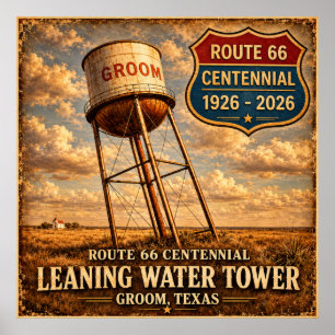 Poster Tour penchée de la Texas Route 66
