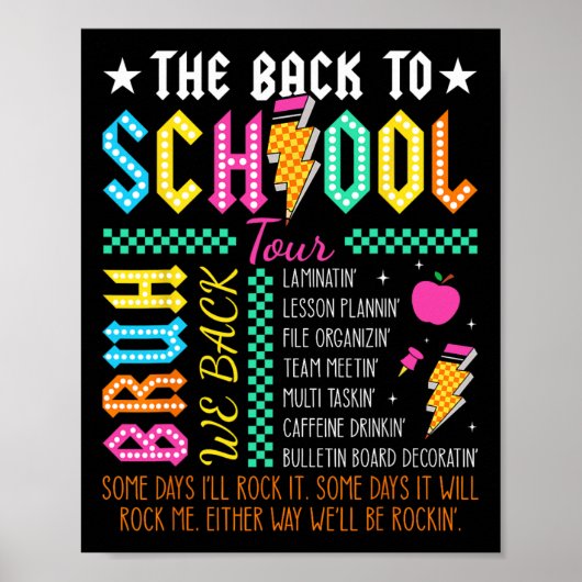 Poster Tour Rétro Drôle Retour à l'École Prof Lightning (Devant)