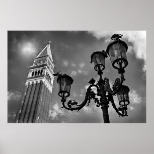 Poster Tour San Marco de Venise et lumière de la rue