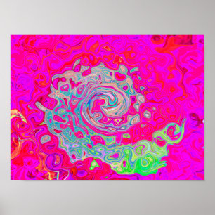 Poster Tourbillon Abstrait Bleu Sarcelle et Rouge