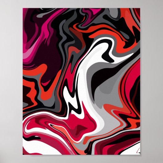 Poster Tourbillon abstrait dynamique de rouge, noir, blan (Devant)