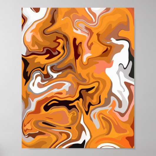 Poster Tourbillon Abstrait Orange Incandescent (Devant)