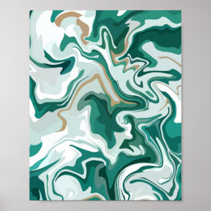 Poster Tourbillon Abstrait Vert Terreux