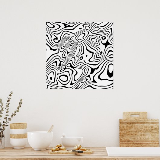 Poster Tourbillon blanc noir Conception abstraite (Cuisine)