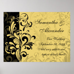 Poster Tourbillon contemporain jaune et noir