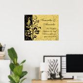 Poster Tourbillon contemporain jaune et noir (Bureau à domicile)
